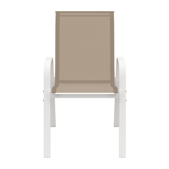 Chaises de jardin métal et textilène empilables blanc et beige - LYMA |ID Market