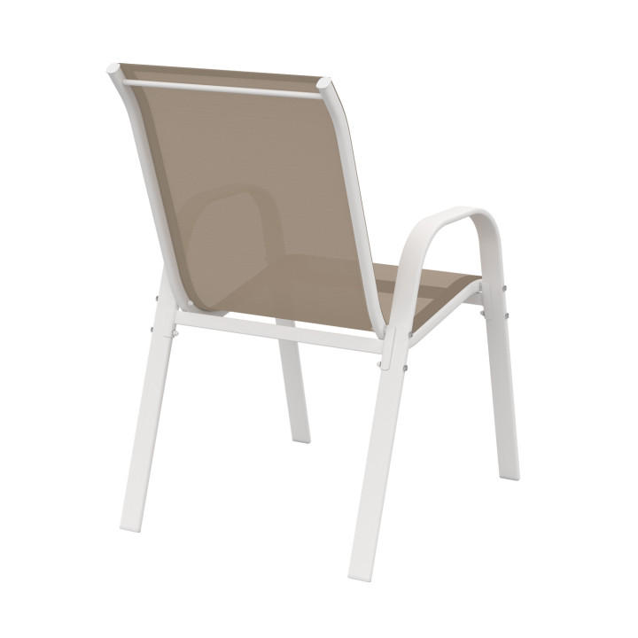 Chaises de jardin métal et textilène empilables blanc et beige - LYMA |ID Market