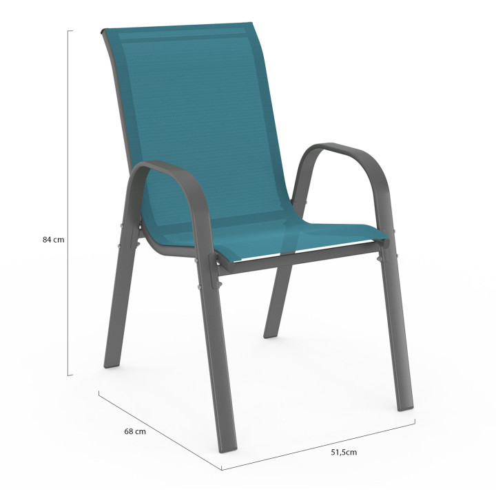 Set van 6 eendenblauwe tuinstoelen - LYMA | ID Market