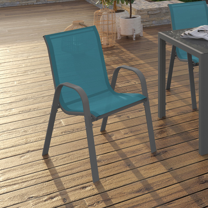 Set di 6 sedie da giardino impilabili blu anatra - LYMA | ID Market