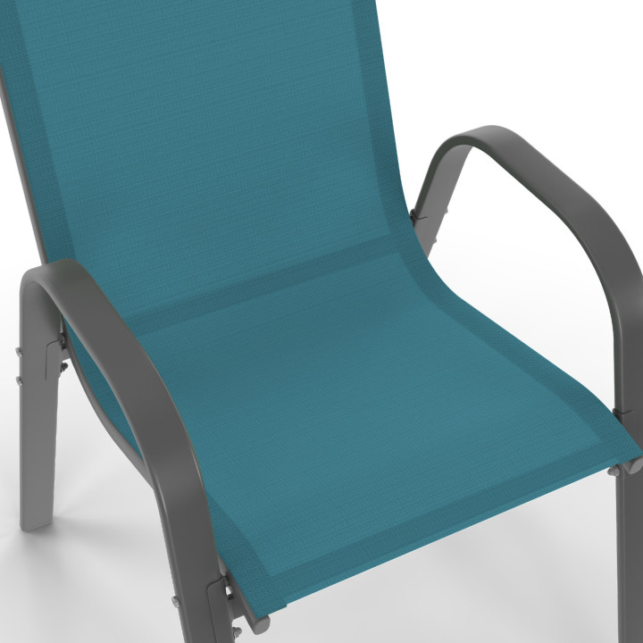 Stapelbare tuinstoelen grijs, zwart en blauw, metaal | ID Market