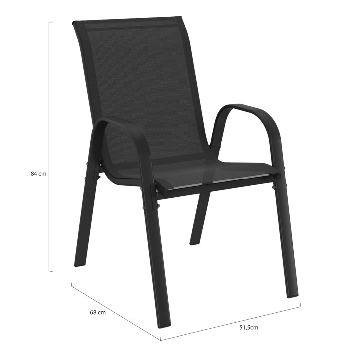 Stapelbare tuinstoelen grijs, zwart en blauw, metaal | ID Market