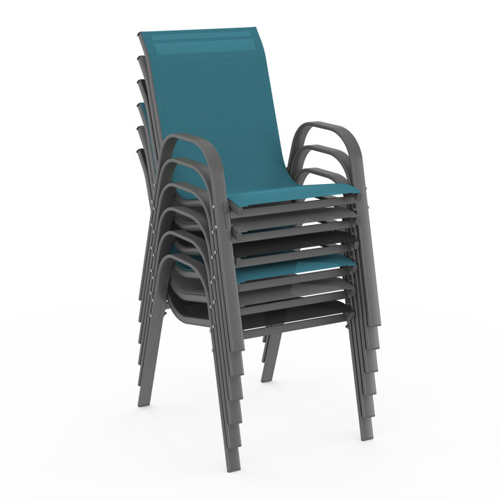 Stapelbare tuinstoelen grijs, zwart en blauw, metaal | ID Market