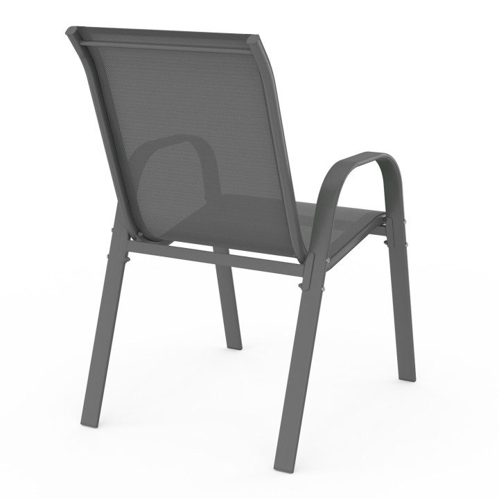 Chaises de jardin empilables gris, noir et bleu métal et textilène - LYMA | ID Market