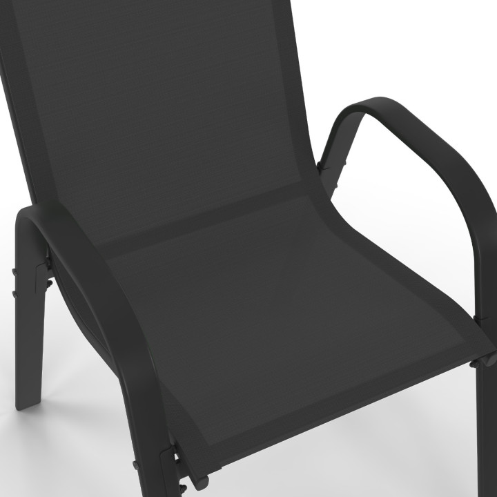 Sillas de jardín apilables de metal negro y textilene - LYMA | ID Market