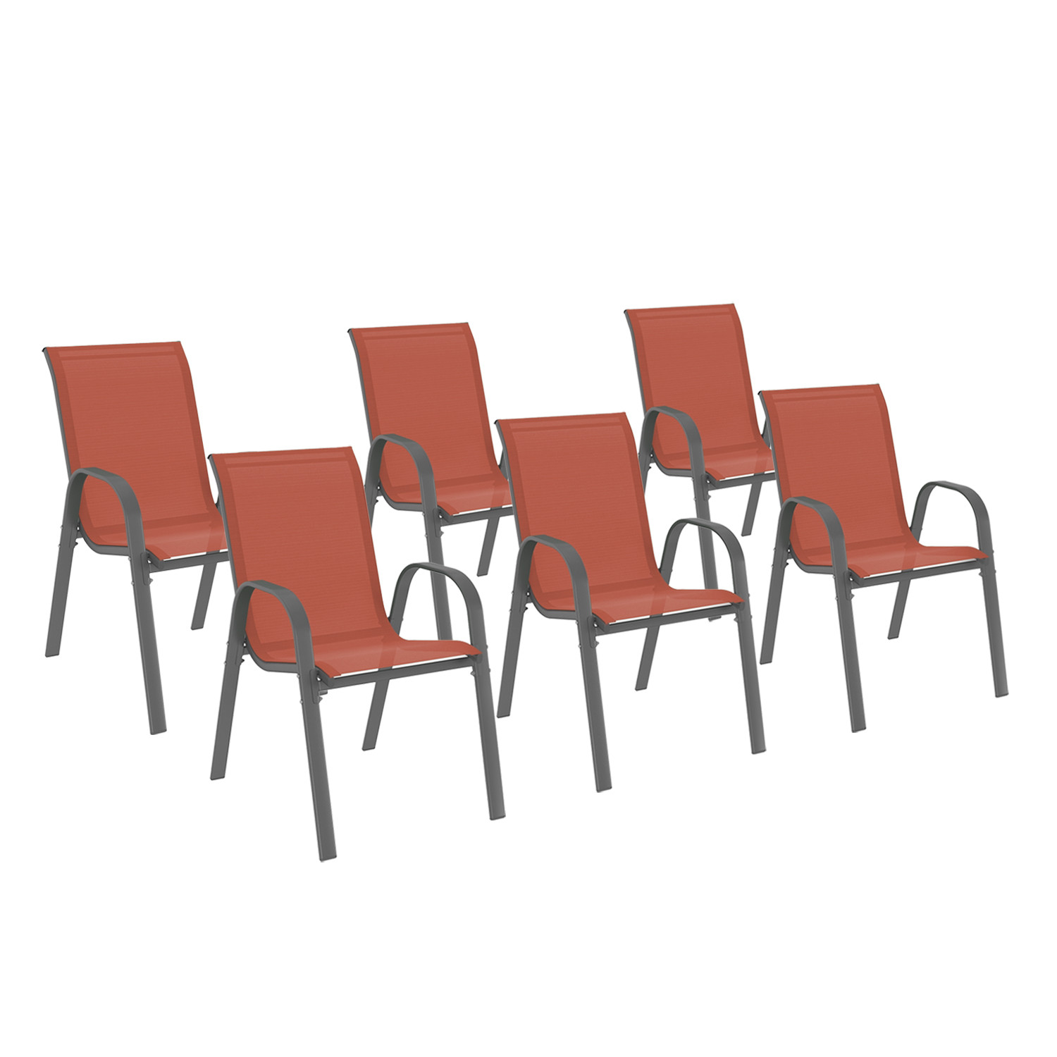 Chaises de jardin empilables terracotta - lot de 6