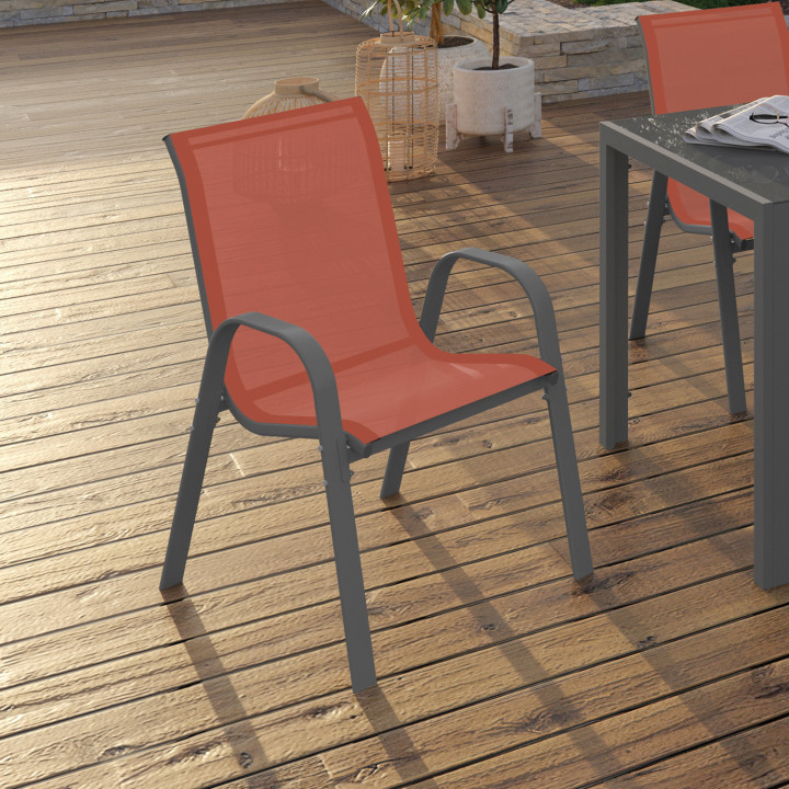 Juego de 6 sillas de jardín apilables de terracota - LYMA | ID Market
