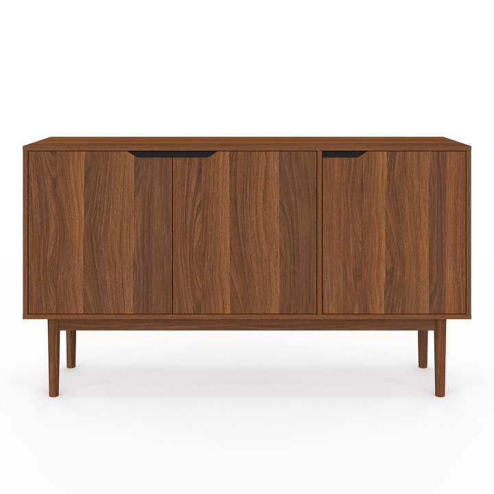 140 cm vintage buffetkast met 3 deuren met notendecor - VIGGO | ID Market