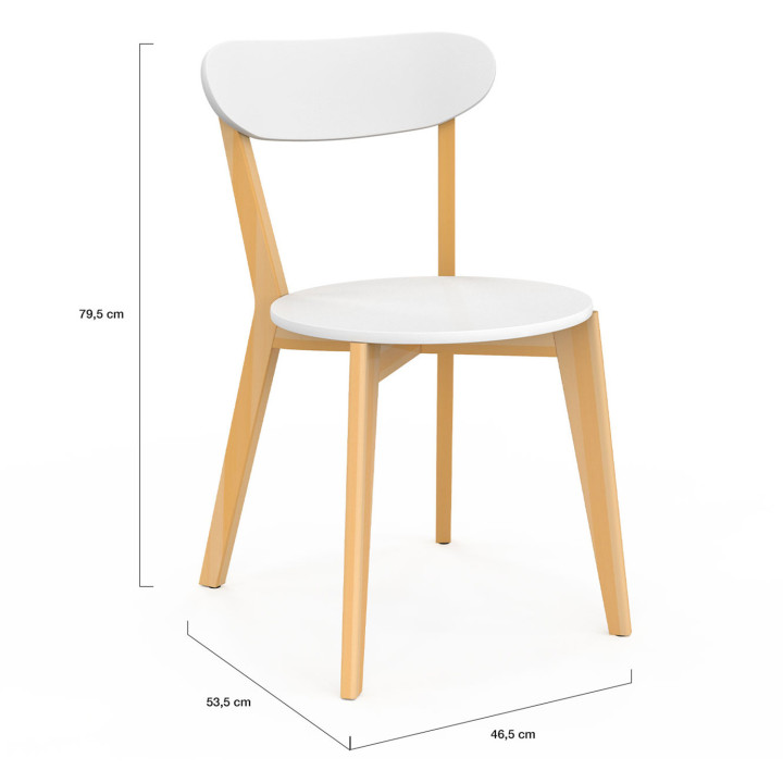Set van 4 tweekleurige Scandinavische stoelen in wit en hout - FREJA | ID Market