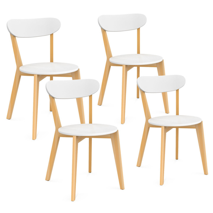 Set van 4 tweekleurige Scandinavische stoelen in wit en hout - FREJA | ID Market
