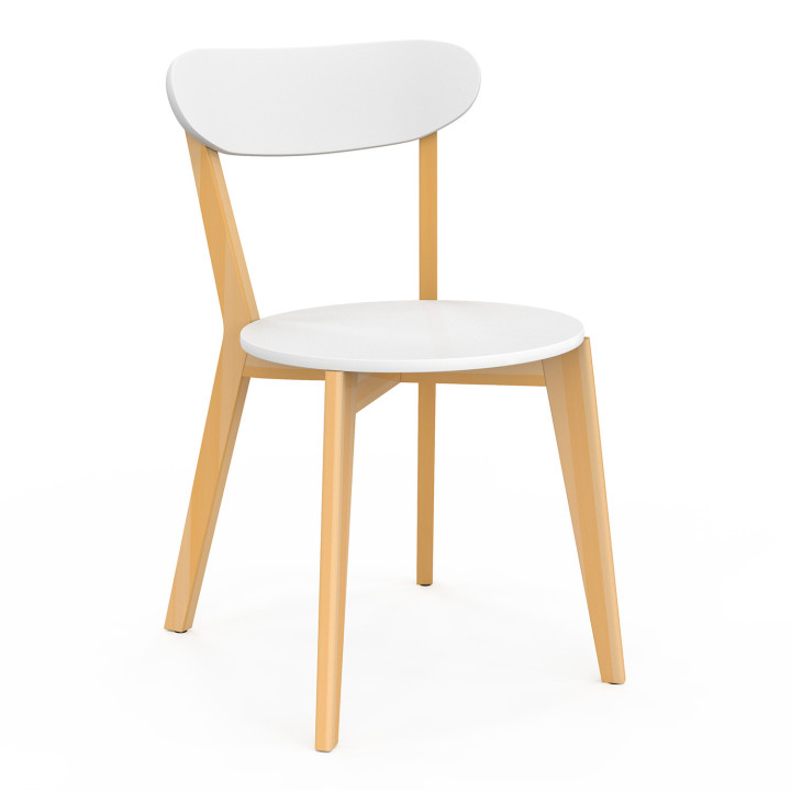 Set van 4 tweekleurige Scandinavische stoelen in wit en hout - FREJA | ID Market
