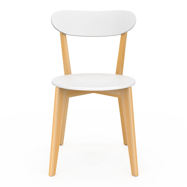 Set van 4 tweekleurige Scandinavische stoelen in wit en hout - FREJA | ID Market
