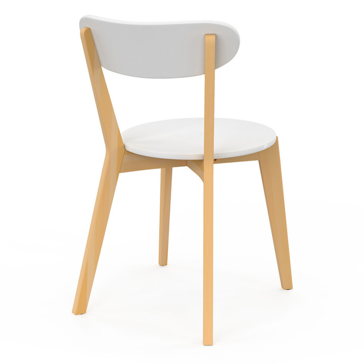 Set van 4 tweekleurige Scandinavische stoelen in wit en hout - FREJA | ID Market