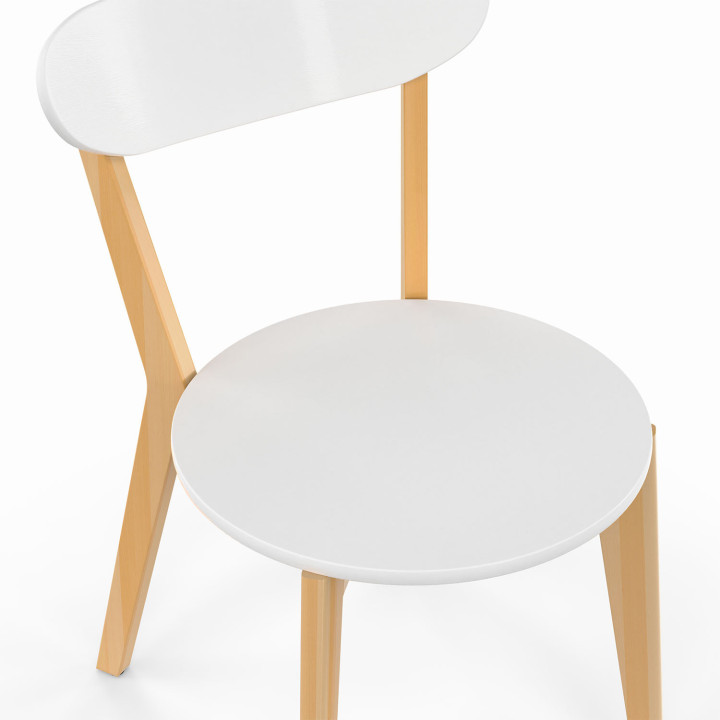Set van 4 tweekleurige Scandinavische stoelen in wit en hout - FREJA | ID Market