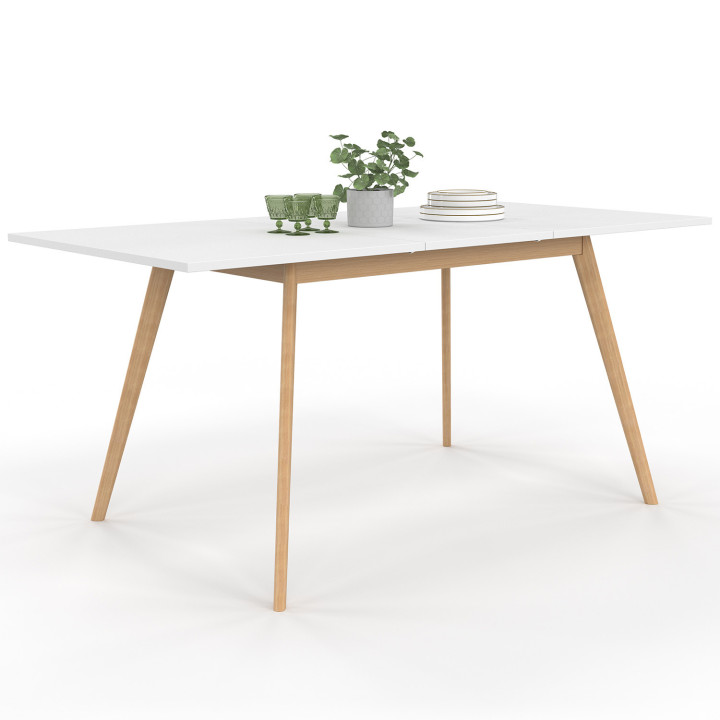 Tavolo scandinavo bianco allungabile per 4-8 persone