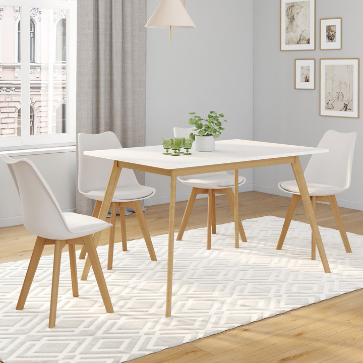 Tavolo scandinavo bianco allungabile per 4-8 persone