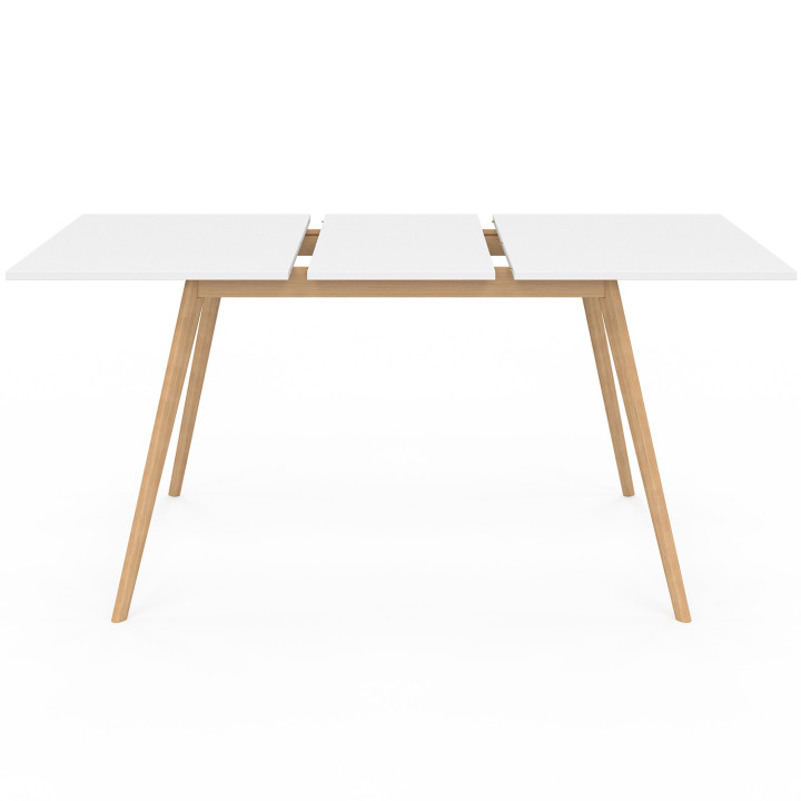 Table scandinave extensible rectangle INGA 4-8 personnes blanche 120-160 cm
