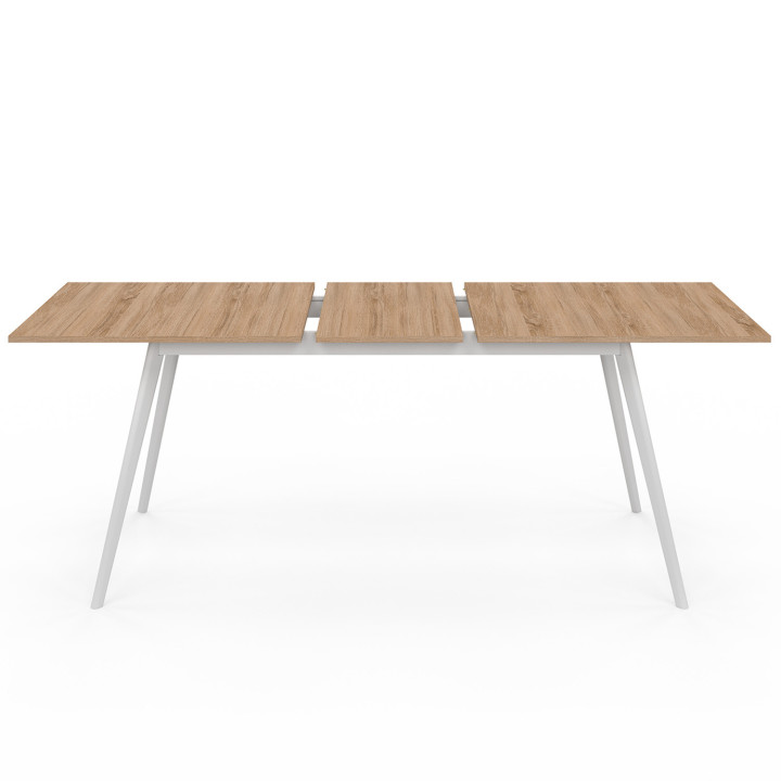 Uitschuifbare Scandinavische tafel, houten blad, witte poten, voordelig - INGA | ID Market