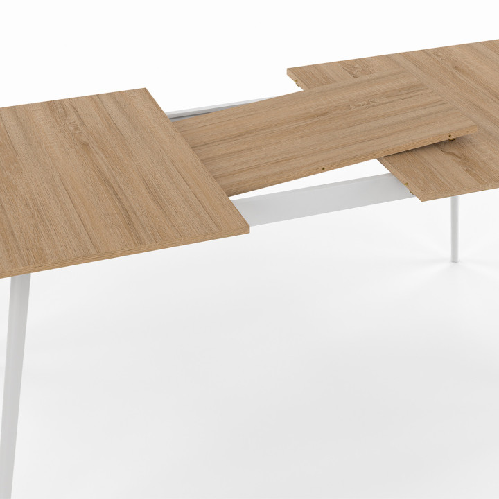 Uitschuifbare Scandinavische tafel, houten blad, witte poten, voordelig - INGA | ID Market