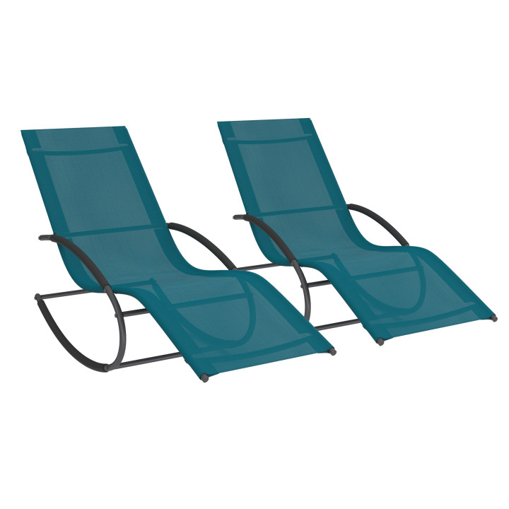 Set di 2 chaise longue grigio antracite e blu anatra - MALAWI | ID Market