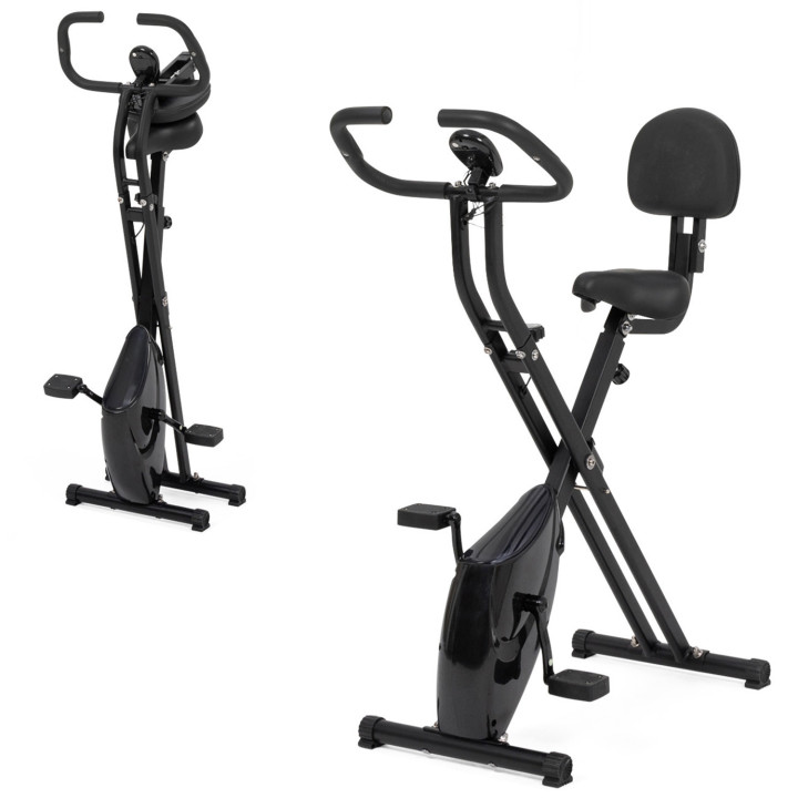 Vélo d'appartement pliable selle réglable avec dossier écran LCD multifonction