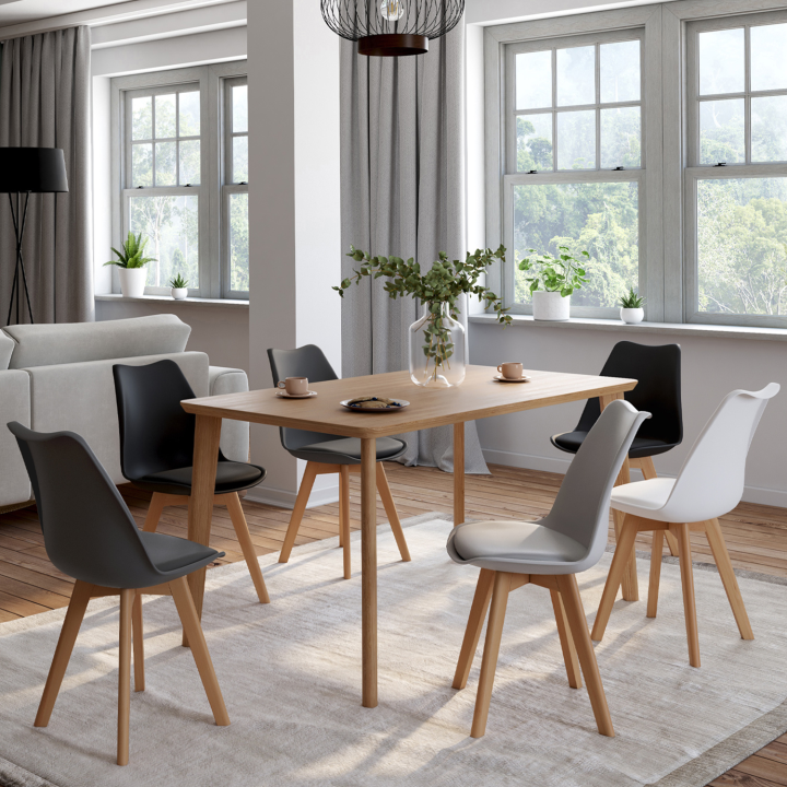 Sillas escandinavas mezcla de colores: gris, blanco, negro - Juego de 6 - SARA | ID Market