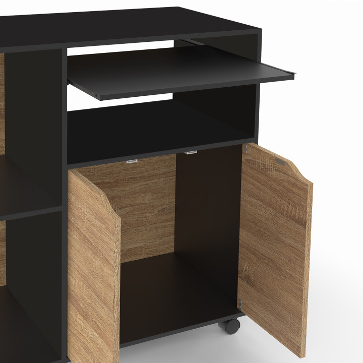 Credenza da cucina in legno nero con ante in stile faggio - COSI | ID Market