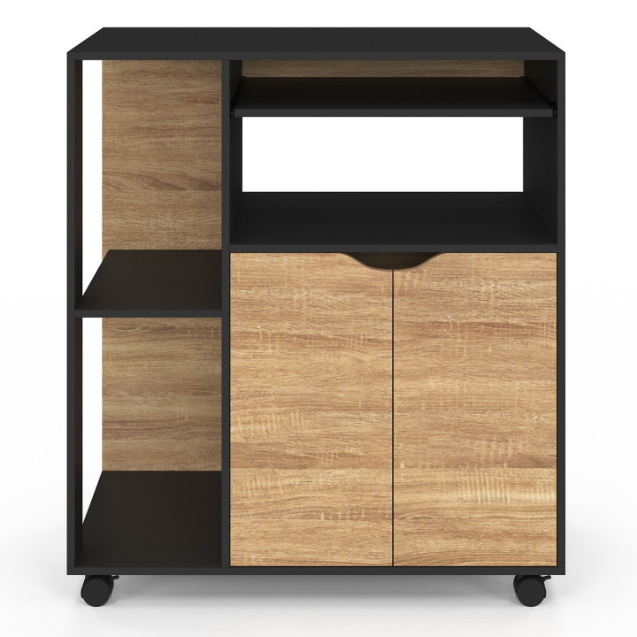 Credenza da cucina in legno nero con ante in stile faggio - COSI | ID Market