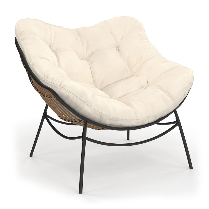 Poltrona da giardino in rattan con cuscino ecru - LOA | ID Market