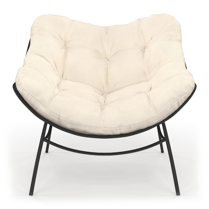 Sillón de jardín efecto ratán con cojín crudo - LOA | ID Market