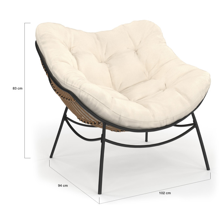 Fauteuil de jardin effet rotin avec coussin écru - LOA | ID Market Fauteuil de jardin effet rotin avec coussin écru - LOA | ID Market