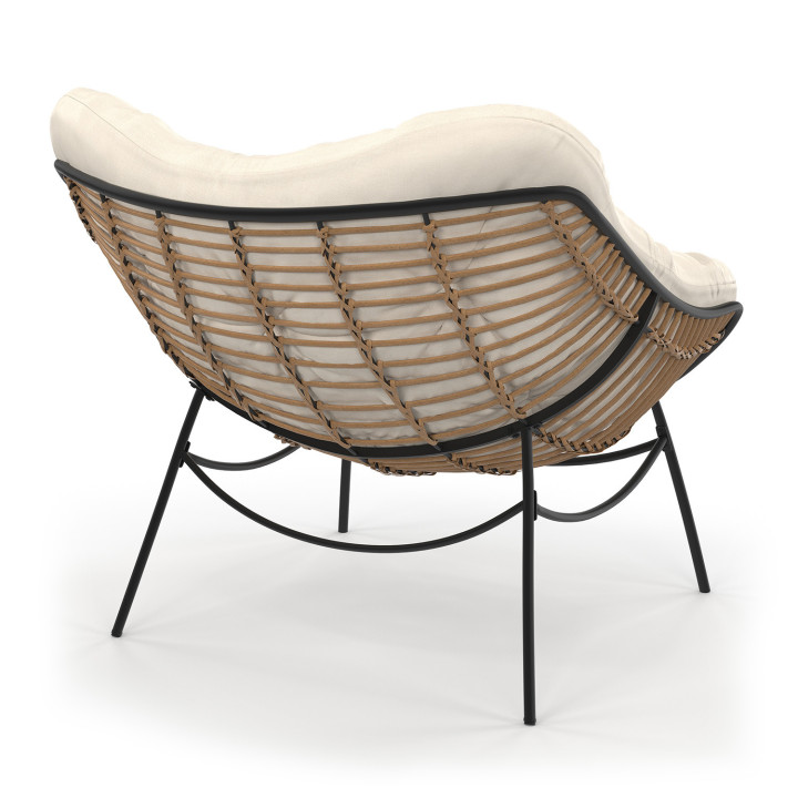 Fauteuil de jardin effet rotin avec coussin écru - LOA | ID Market Fauteuil de jardin effet rotin avec coussin écru - LOA | ID Market