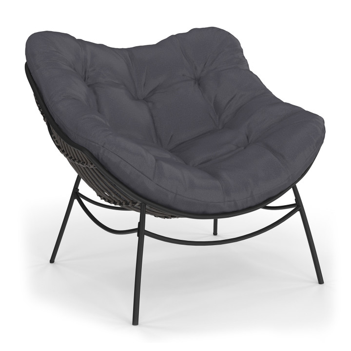 Poltrona da giardino in rattan grigio con cuscino grigio - LOA | ID Market