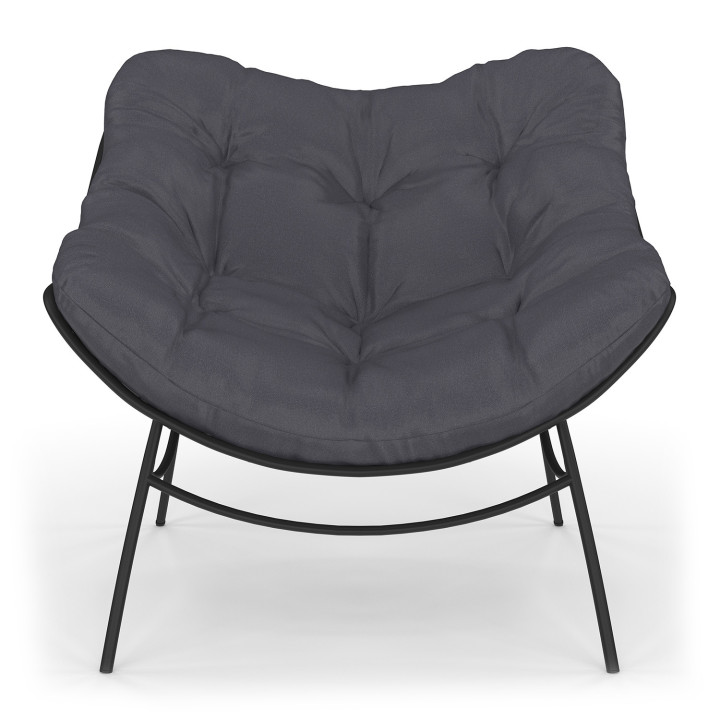 Poltrona da giardino in rattan grigio con cuscino grigio - LOA | ID Market