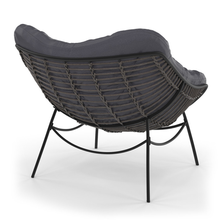 Sillón de jardín gris efecto ratán con cojín gris - LOA | ID Market