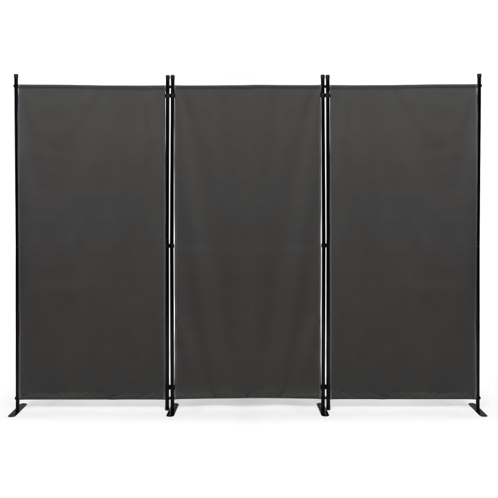 Paravent intérieur / extérieur sur pieds 3 panneaux 250 x 180 cm gris anthracite | ID Market