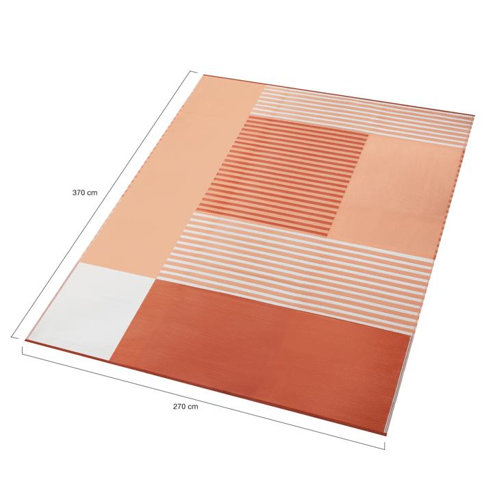 Geometrisch buitentapijt met terracotta vormen 270x370cm - GEOMETRIC | ID Market