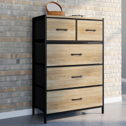 Chiffonnier 5 tiroirs en tissu UTAH 60 cm commode semainier design industriel