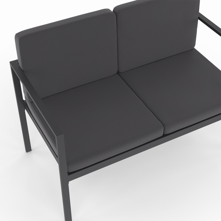 Salon de jardin bas ZANZIBAR 4 places en acier gris anthracite