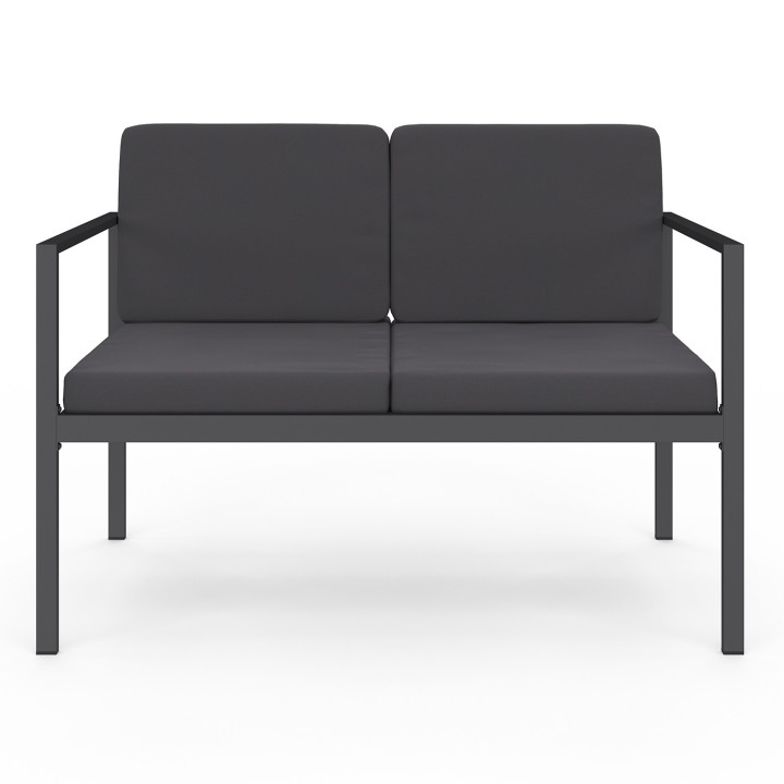 Conjunto de muebles de jardín bajos de acero de 4 plazas en gris antracita - ZANZIBAR | ID Market Conjunto de muebles de jardín bajos de acero de 4 plazas en gris antracita - ZANZIBAR | ID Market