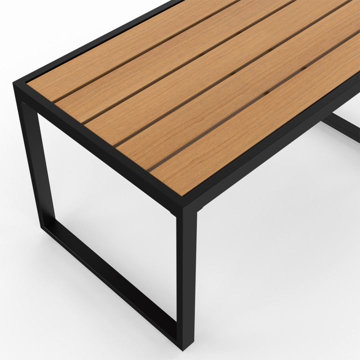 Conjunto de muebles bajos de jardín de acero negro y madera de 4 plazas - ZANZIBAR | ID Market Conjunto de muebles bajos de jardín de acero negro y madera de 4 plazas - ZANZIBAR | ID Market