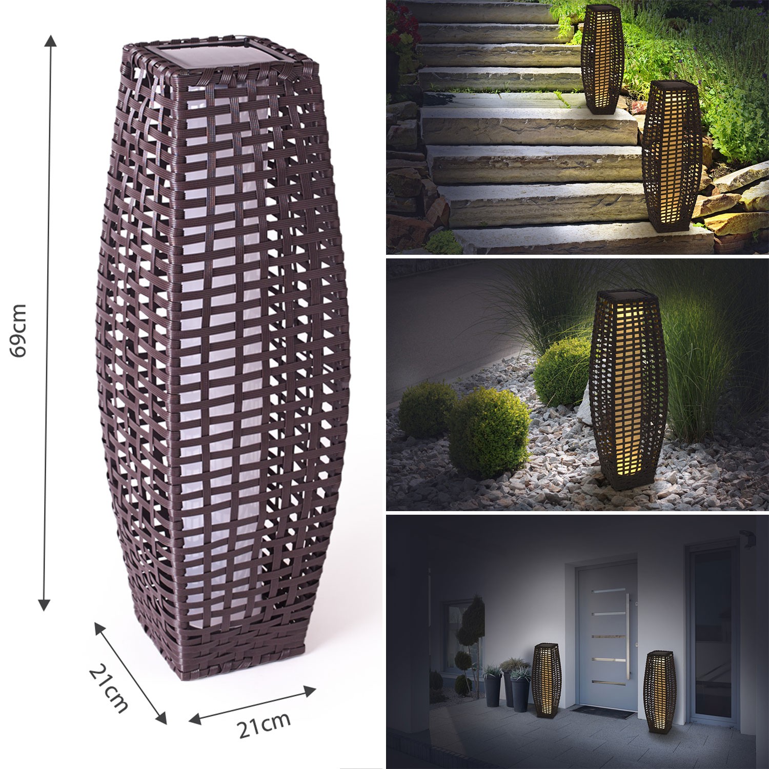 Lampe à poser extérieure résine tressée solaire géante Eclairage e...