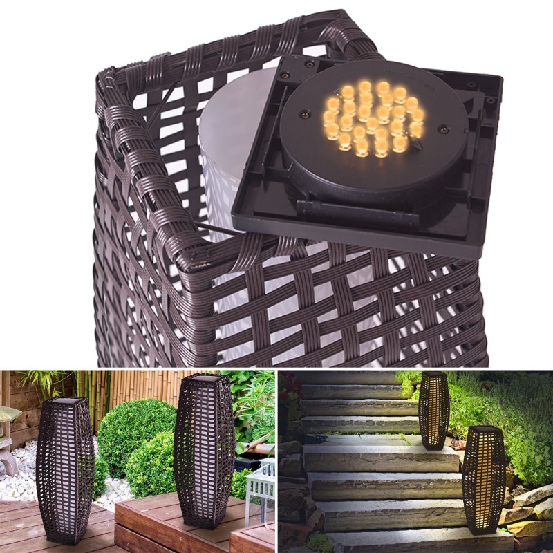 Lampe à poser extérieure résine tressée solaire géante Eclairage e...