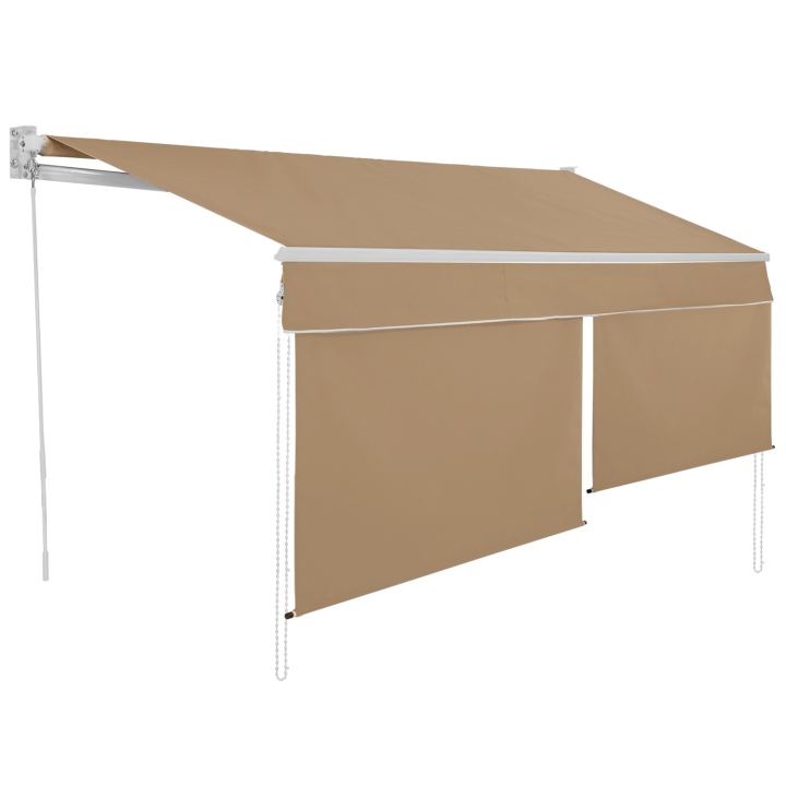 Store banne manuel taupe de 4x3M avec lambrequin 150CM | ID Market