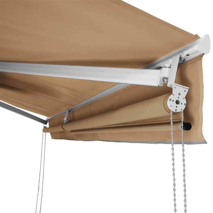 Store banne manuel taupe de 4x3M avec lambrequin 150CM | ID Market