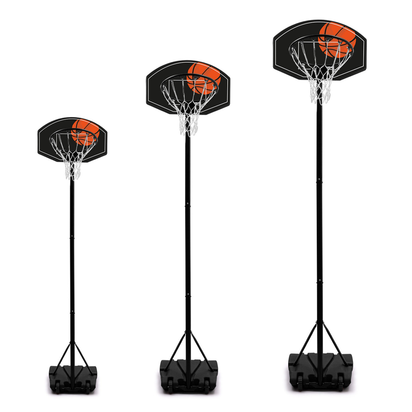 Panier De Basket Deuba® Mobile – Hauteur Réglable 205–310 Cm, Base Stabilisatrice 70 Kg, Roulettes – Adulte Et Enfant