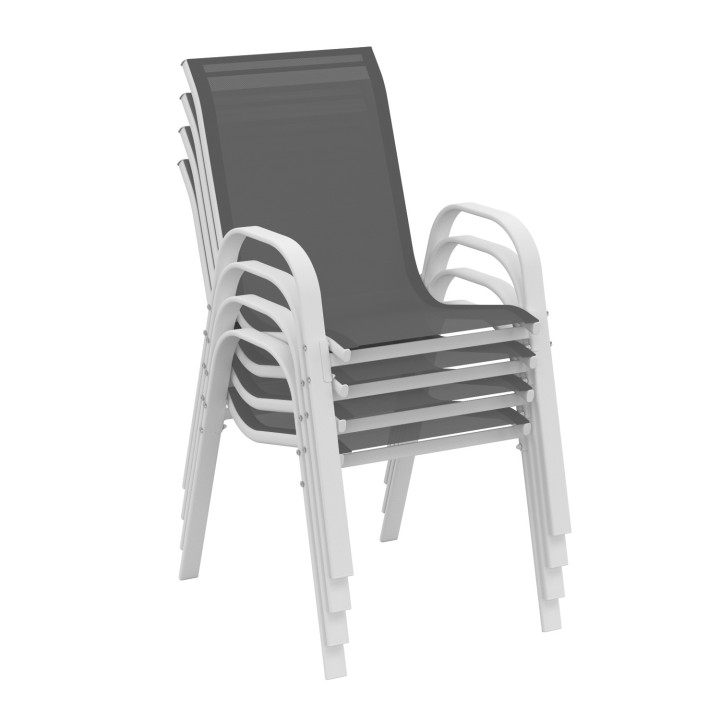 Set van 4 witte en grijze tuinstoelen - LYMA | ID Market