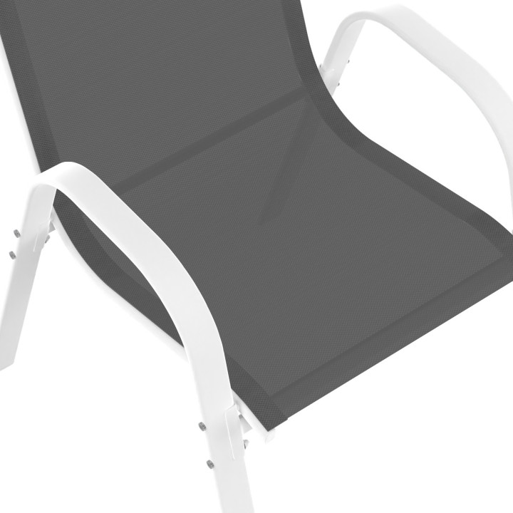 Lot de 6 chaises de jardin empilables blanches et grises - LYMA | ID Market Lot de 6 chaises de jardin empilables blanches et grises - LYMA | ID Market