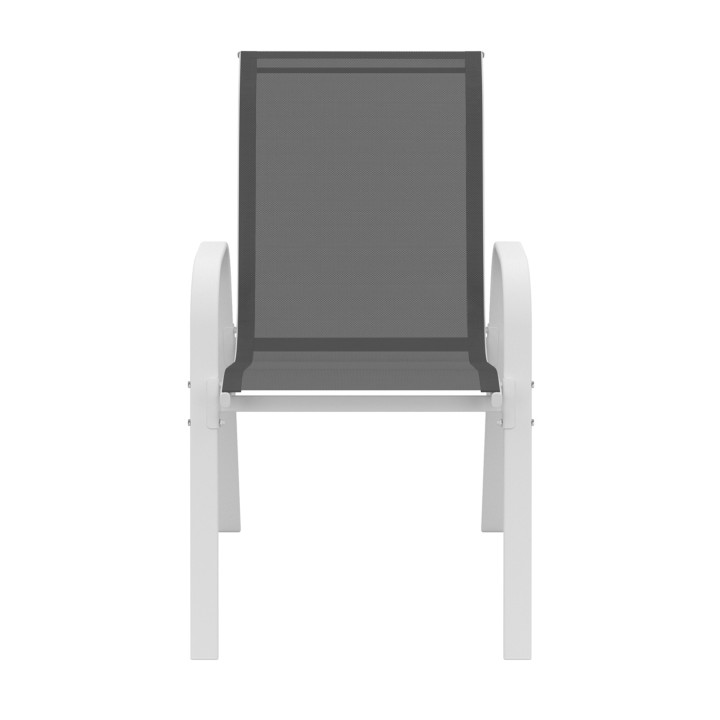 Lot de 6 chaises de jardin empilables blanches et grises - LYMA | ID Market Lot de 6 chaises de jardin empilables blanches et grises - LYMA | ID Market