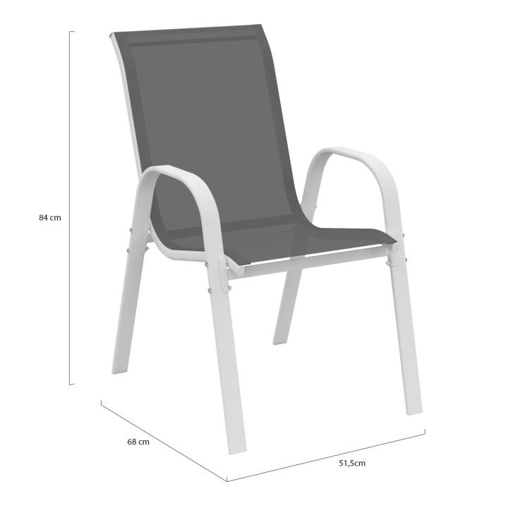 Lot de 6 chaises de jardin empilables blanches et grises - LYMA | ID Market Lot de 6 chaises de jardin empilables blanches et grises - LYMA | ID Market